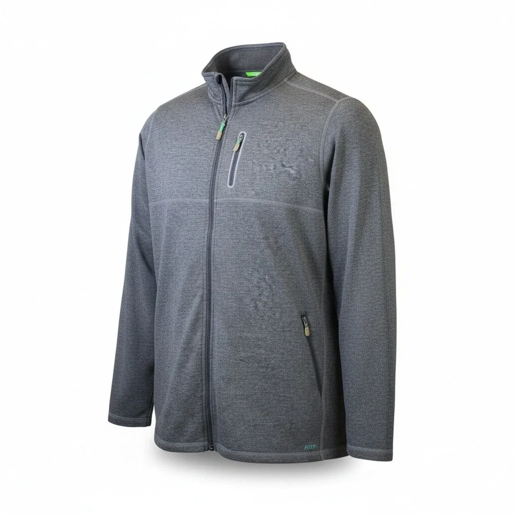 Tommy‎ Bahama IslandZone Mens Full Zip Fleece Jacket Gray Heathered Large